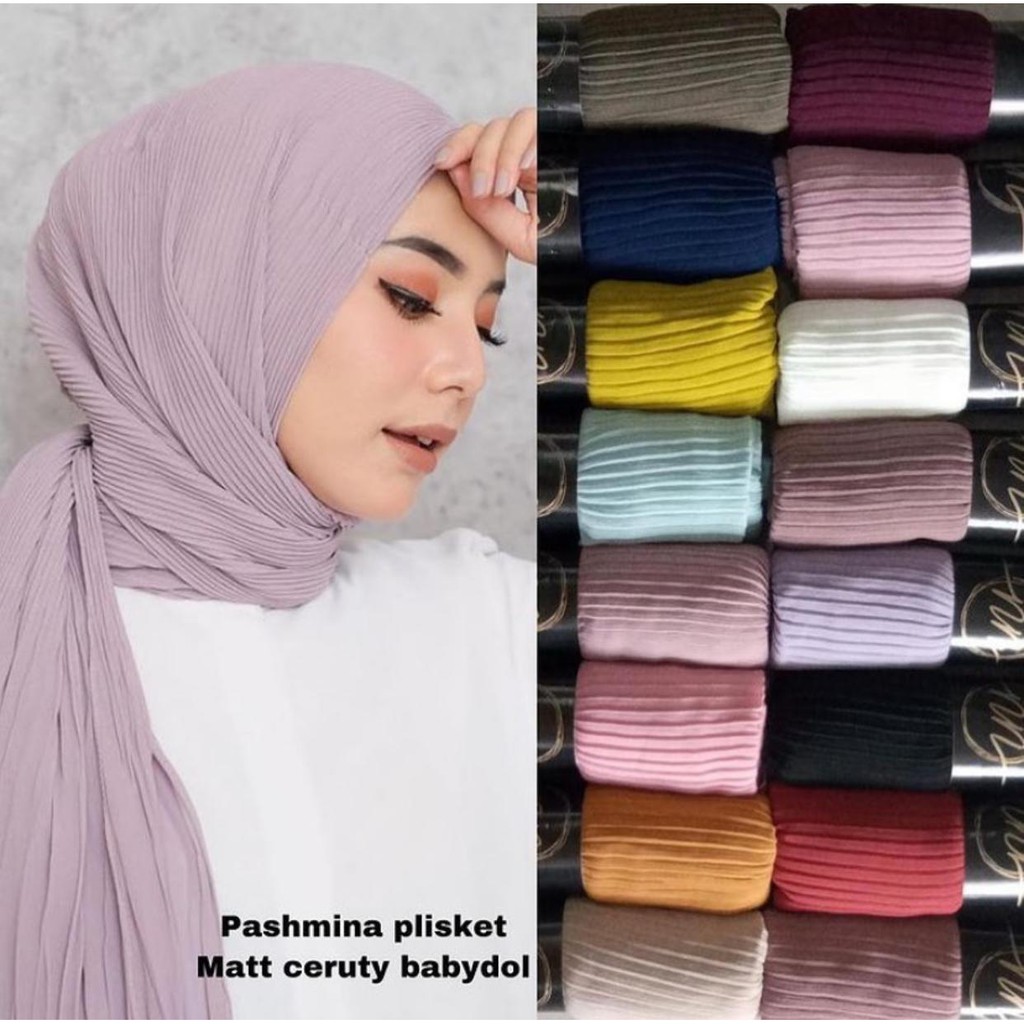 pashmina plisket heyget full plisket tanpa garis tengah