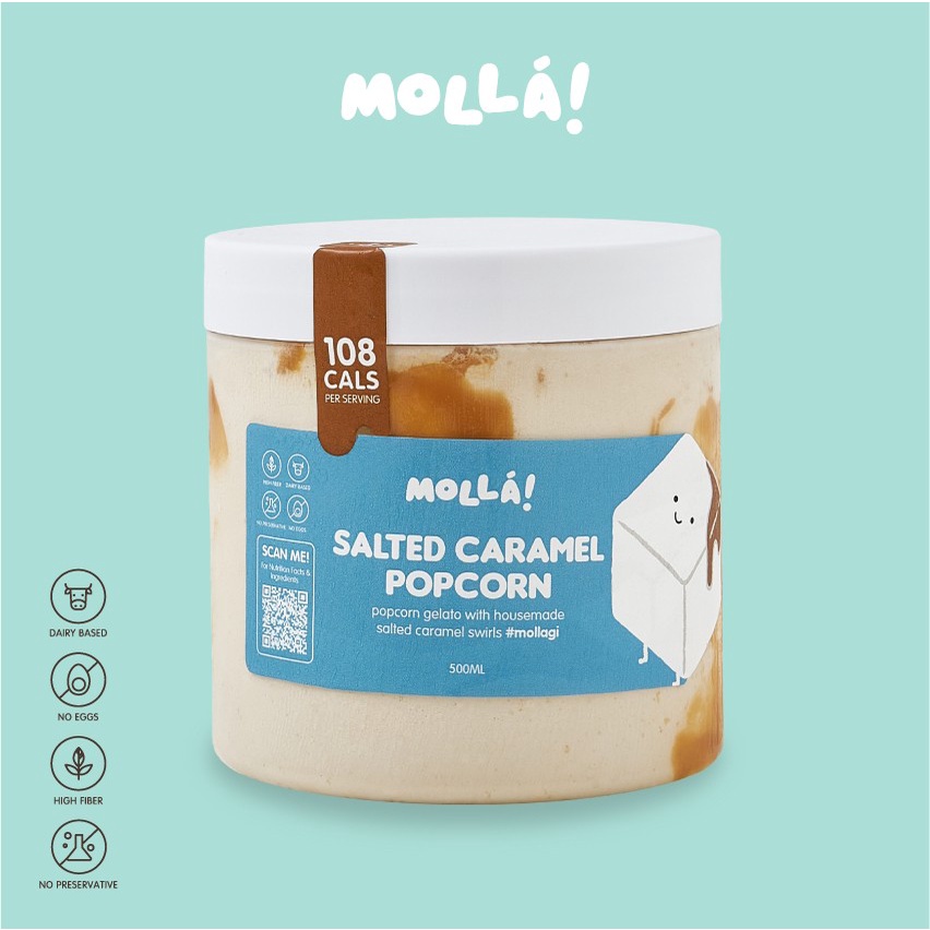 

Salted Caramel Popcorn Low Calorie Gelato - Molla Creamery