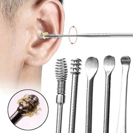 OS ￼Alat Pembersih Telinga Korek Kuping Ear Wax Picker 1 Set 7 PCS Stainless Steel