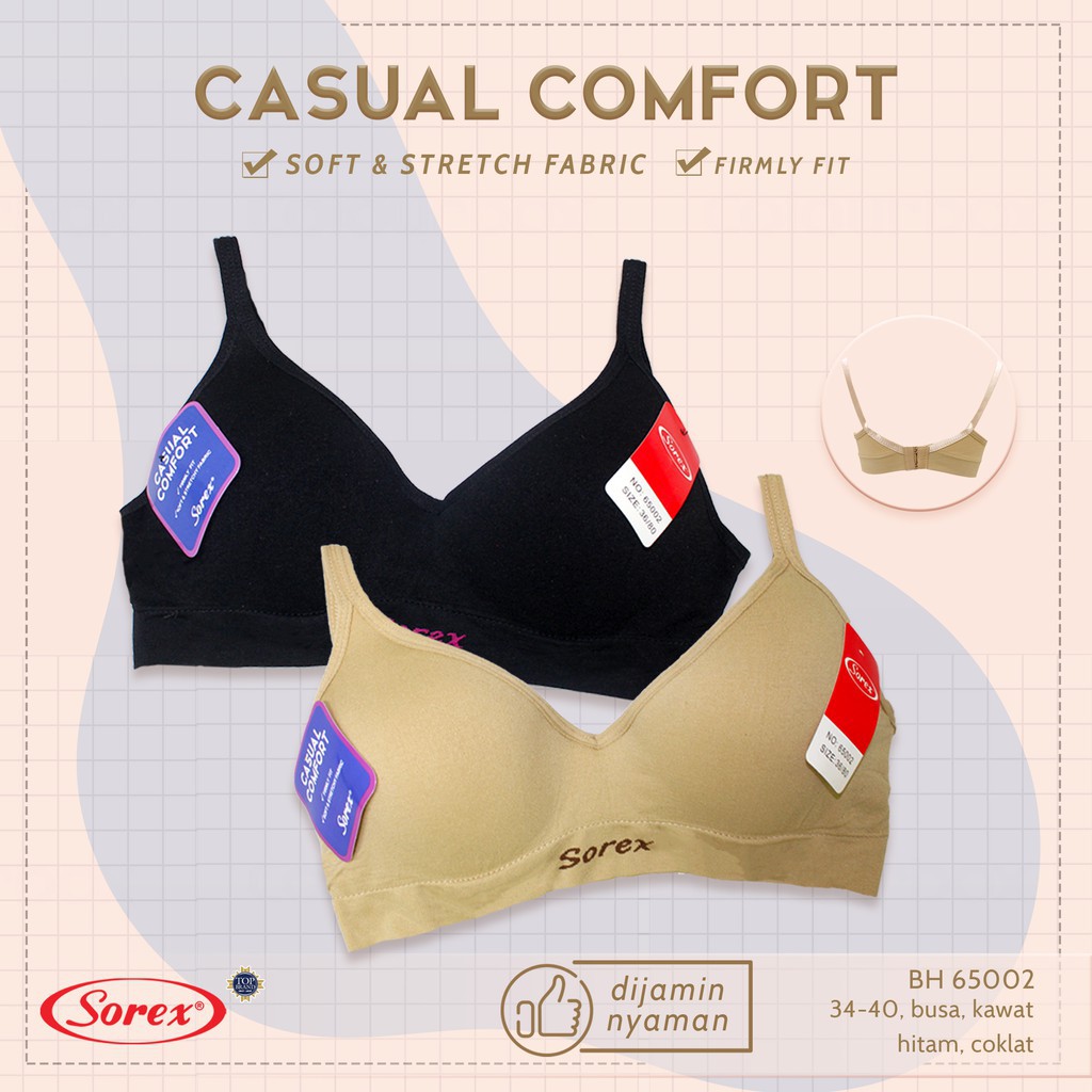 Bra Sorex Basic Wanita Dengan Kawat 65002 Casual Comfort Bra Kawat Sorex 34-40