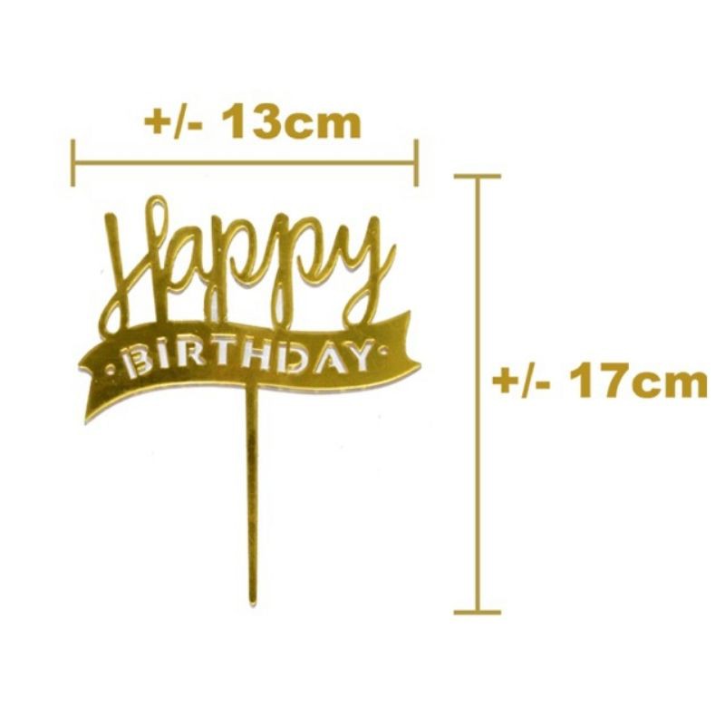 Topper akrilik/CAKE TOPPER HAPPY BIRTHDAY / TUSUKAN KUE / CAKE TOPPER GOLD