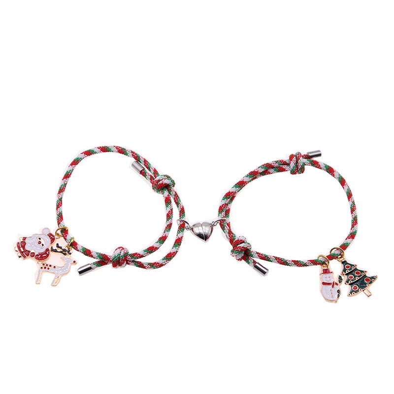 2 Pcs Beberapa Magnet Gelang Menarik Santa Claus Kreatif Adjustable Pesona Gelang Cinta Hadiah Natal