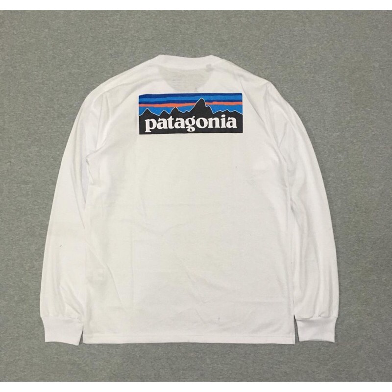 Kaos Patagonia Lengan Panjang P6 Logo Responsibili White