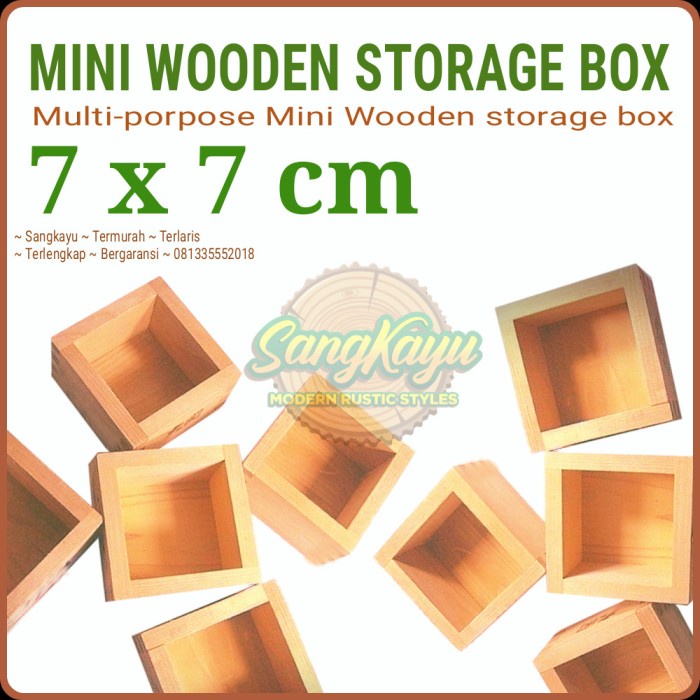 Kayu 7x7cm kotak aksesoris perhiasan kotak kayu serbaguna storage box