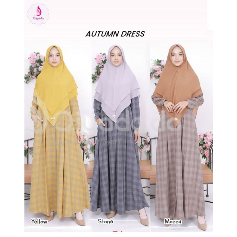 Qiyada Gamis Kotak Baju Muslim Murah Bahan Katun Autumn Dress