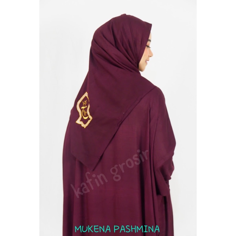 Mukena Pasmina Terusan Bordir Terompah New Pashmina Jumbo Hadramaut Rayon Murah Mukenah Dewasa Warna Polos