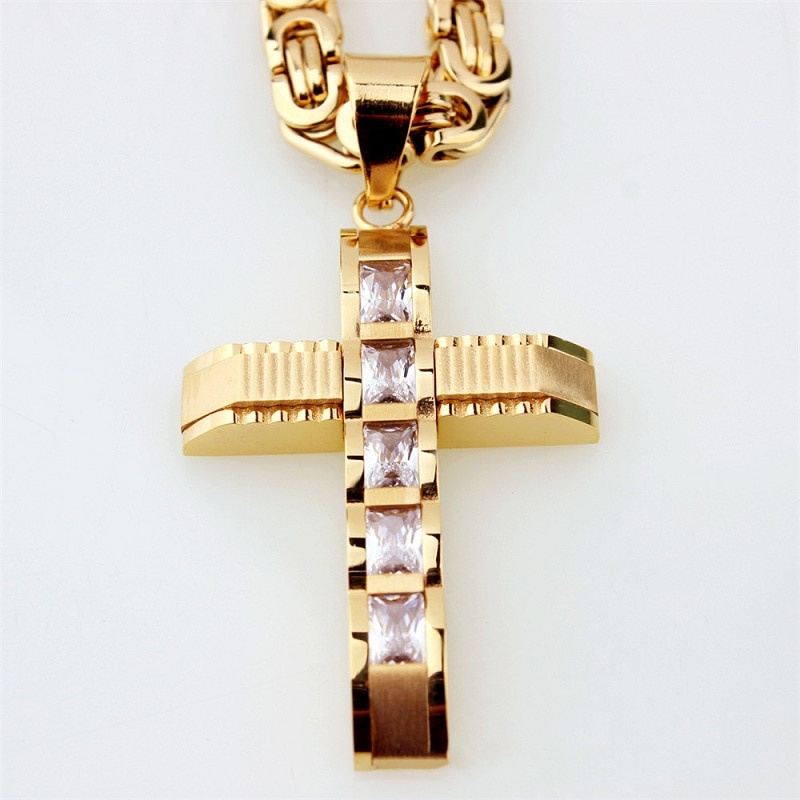 Men's Cross Pendant Christian Curved Cross Necklace Pendants Encrusted with Crystal Only Pendants Do Not Contain Chains Jewelry