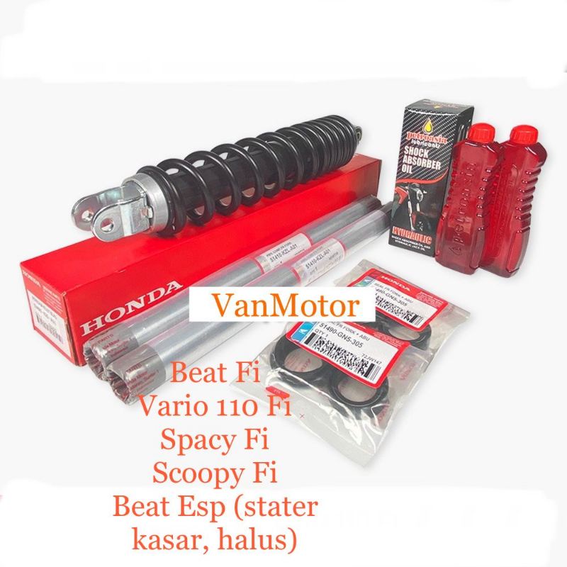 PAKET AS SHOCK BEAT Fi SCOOPY FI VARIO 110 Fi SPACY Fi SET SOK BREAKER HONDA KZL 2pc AS SHOCK 2pc SEAL ABU 2pc SEAL SHOCK 2pc OIL SHOCK 1pc SHOCK BREAKER