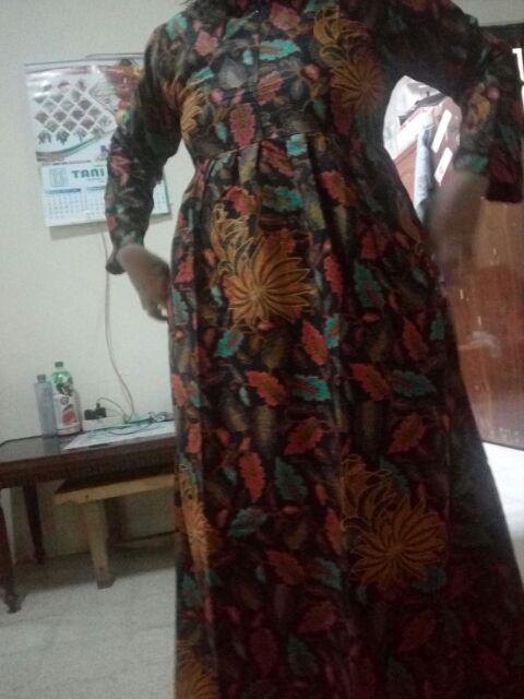 Gamis Batik Syari Modern Dres Daun