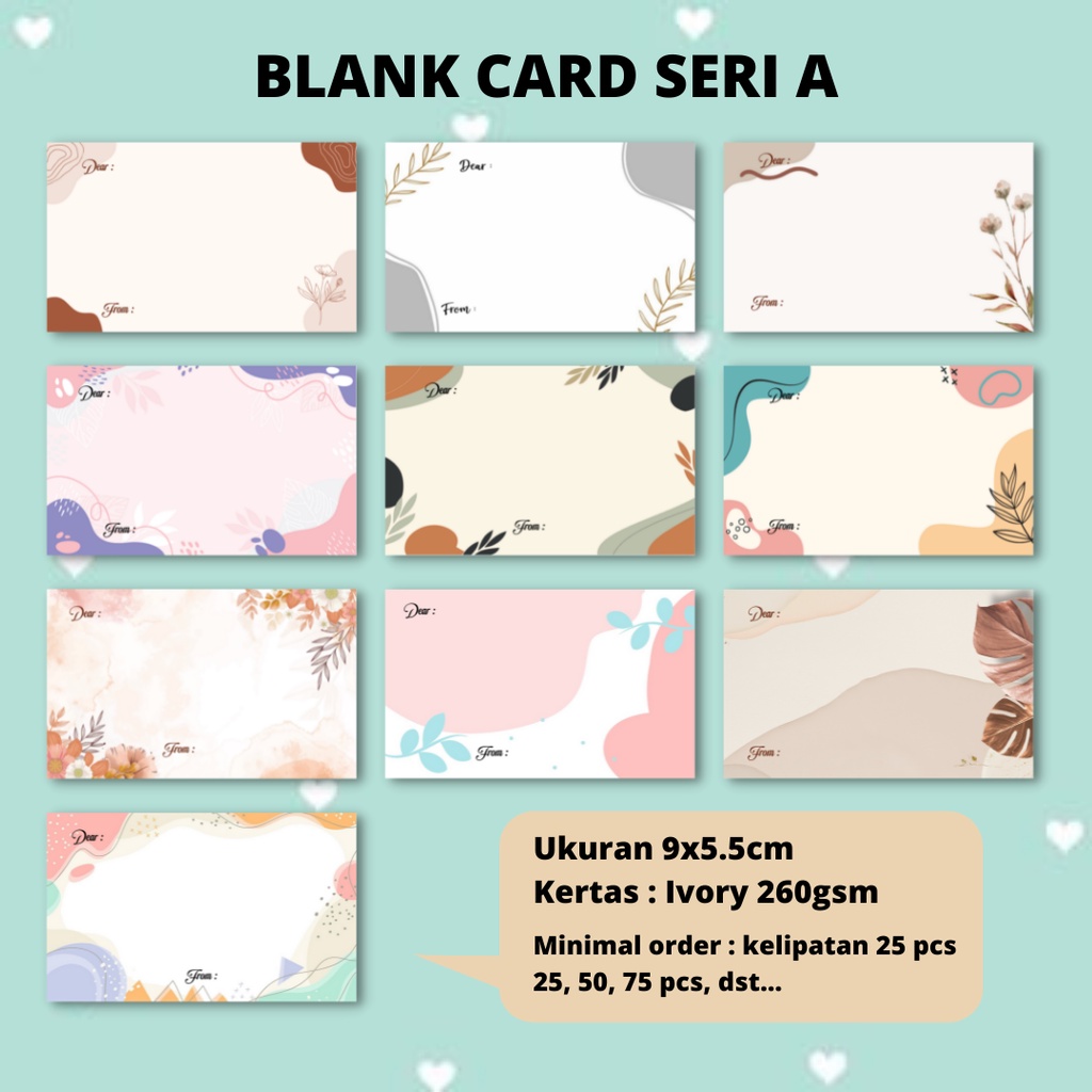 (SERI A) Kartu Ucapan / Blank Card / Greeting Card / Gift Card / Kartu ucapan kosongan ( MIN ORDER 1