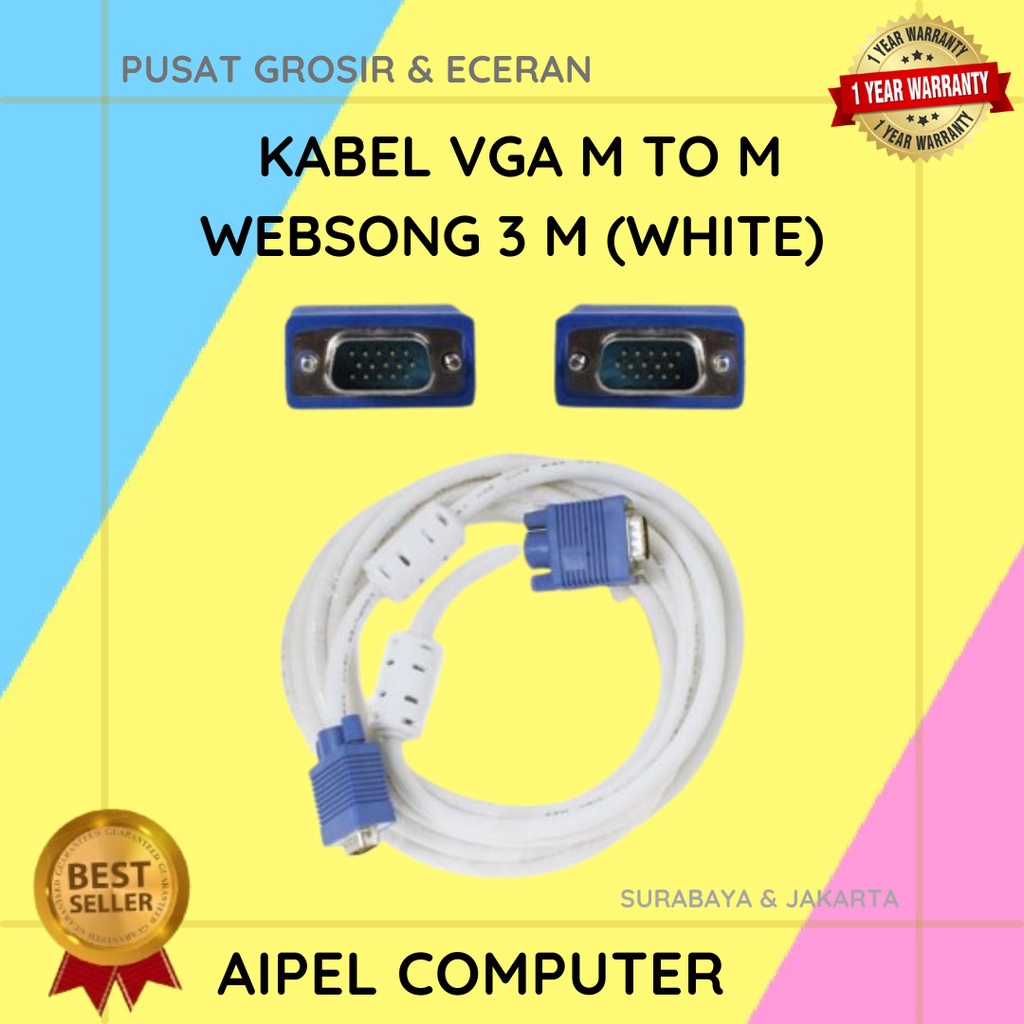 KVW3 | KABEL VGA MALE TO MALE WEBSONG 3 M (WHITE)