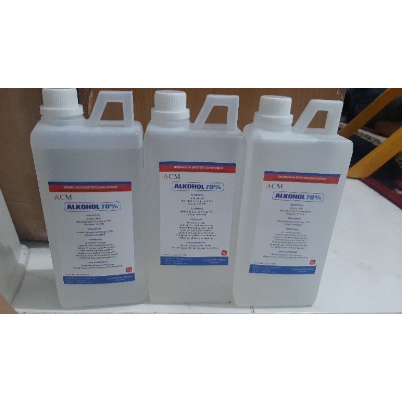 Alkohol 70% - Kemenkes - Kemasan 1 liter Botol Kotak - ACM