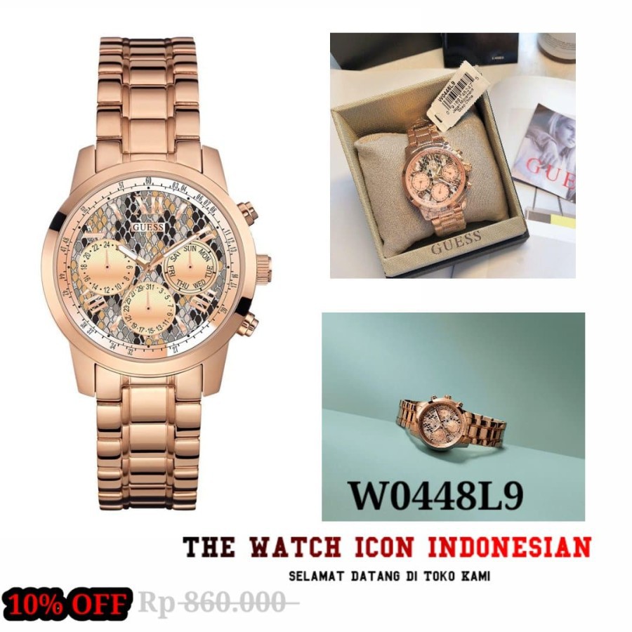 Cash Back JAM TANGAN WANITA MERK GUESS ORIGINAL TYPE : W0448L9 Garansi 1th