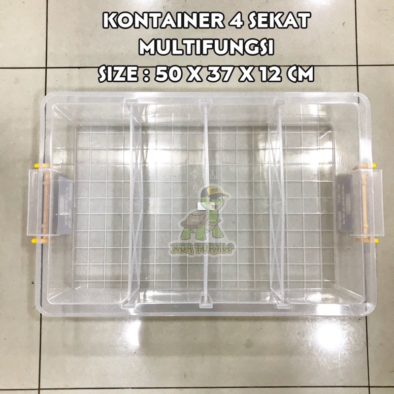 KONTAINER SEKAT 4 KURA AIR LEOPARD GECKO CROCODILE SKINK SULCATA HERMANI TORTO KURA DARAT RES BRAZIL