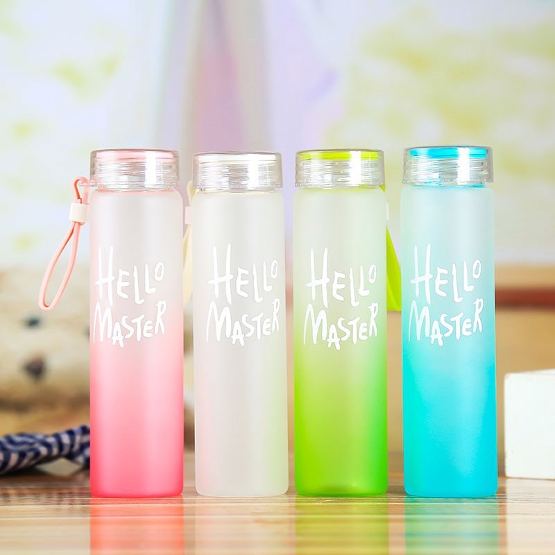 (MAINANKYU) Botol Minum Hello Master / Botol Minum Kaca