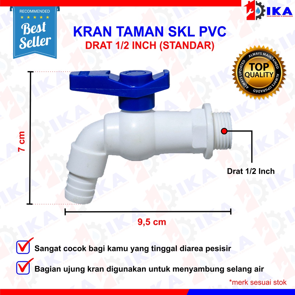 Kran PVC SKL 1/2&quot; Inch Putar Kiri Kanan / Keran Air Tembok