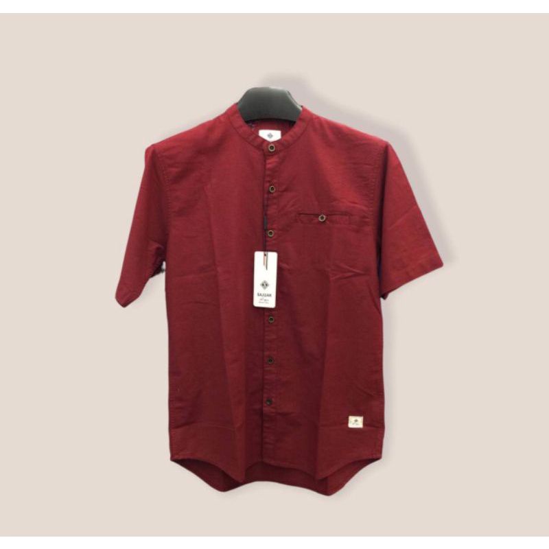 Kemeja Koko Pria Lengan Pendek Kerah Shanghai Polos Kekinian Original