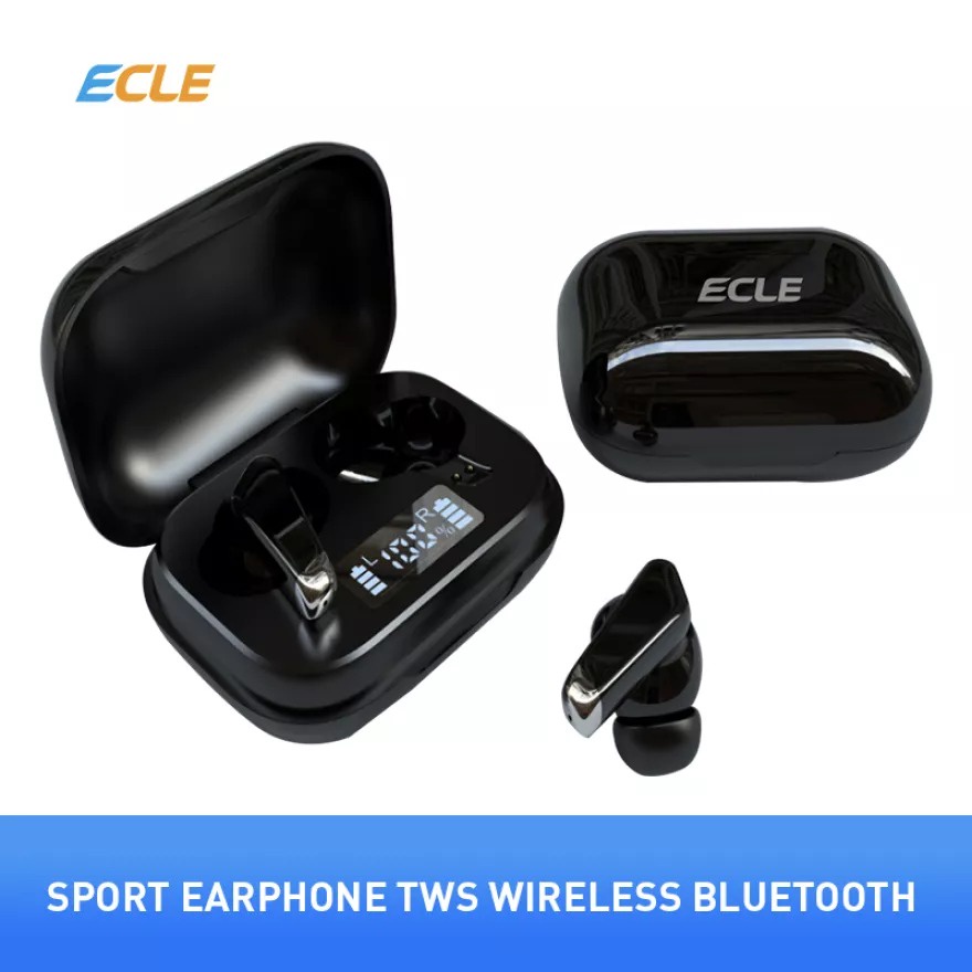 ECLE EC-70 TWS Boosted Bass Long Battery Sport Bluetooth Earphone - Black