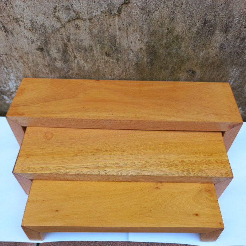 Display Rak susun 3 Pajangan produk Rak tangga kayu Rak multifungsi