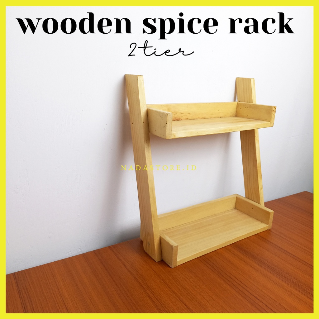 NADASTORE - NEW PRODUCT KITCHEN DESKTOP WOODEN SPICE RACK / RAK KAYU BUMBU DAPUR 2 SUSUN