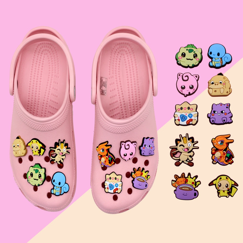 Crocs Pin imut Pokemon tema Shoe charms decorate sandal Gesper kartun Pikachu Lubang Sepatu accessories Jibbitz  DIY Dapat dilepas anak hadiah Natal