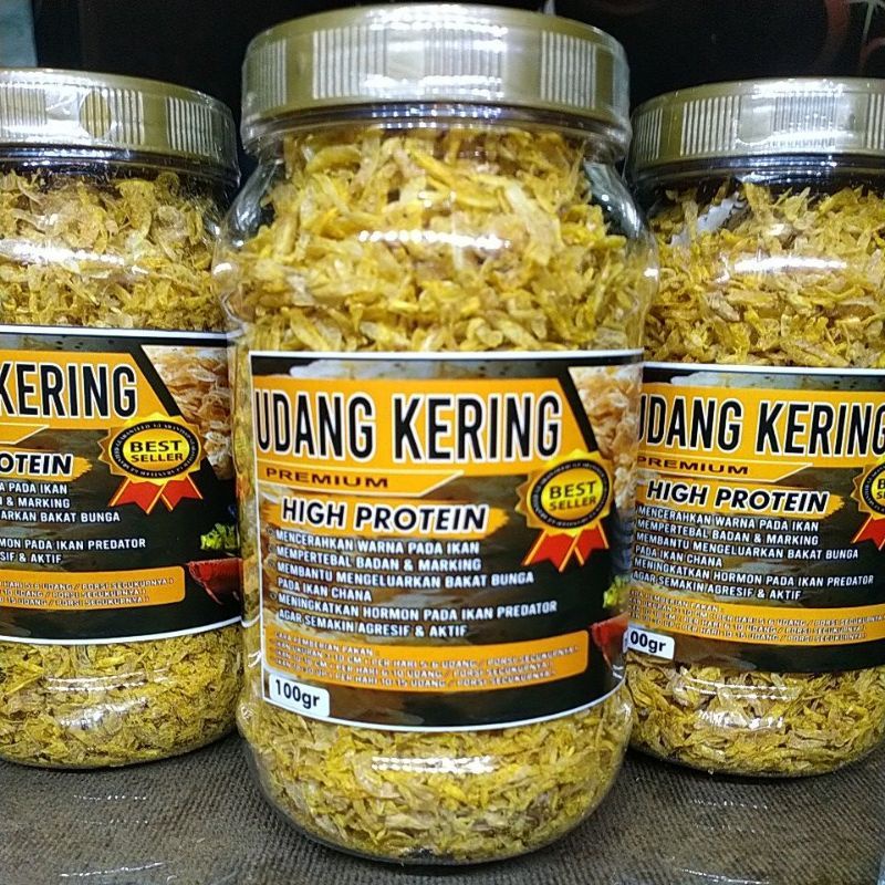 Udang Kering Premium 100gr Pakan Ikan Chana,Arwana,Louhan,Pbass,Oscar