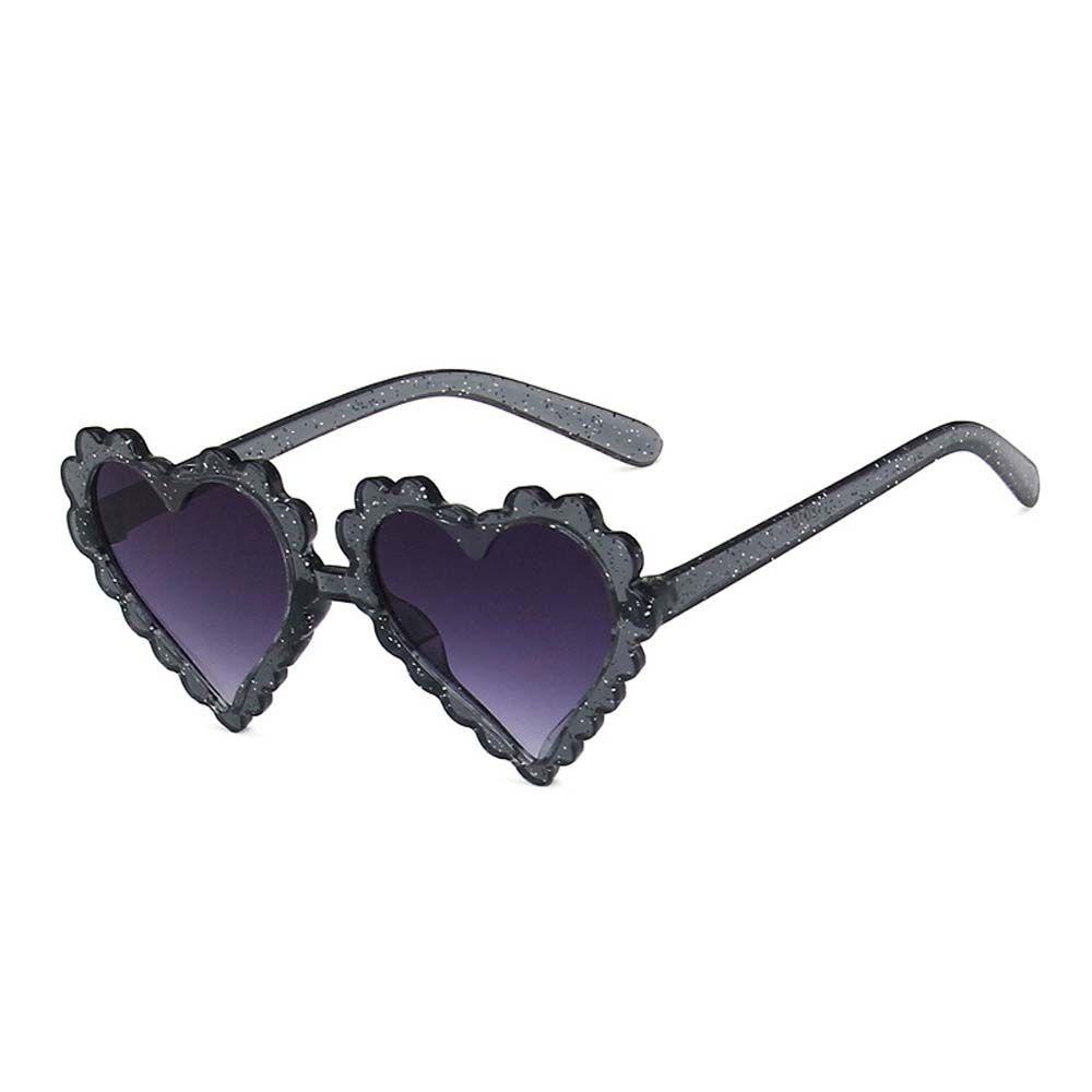 Needway   Kacamata Hitam Anak-Anak Tembakan Jalan Luar Ruangan Anti-UV400 Pelindung Mata Berbentuk Hati Peach Heart Children Sunglasses