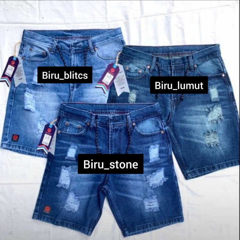 [Bisa COD]Celana jeans pendek pria sobek