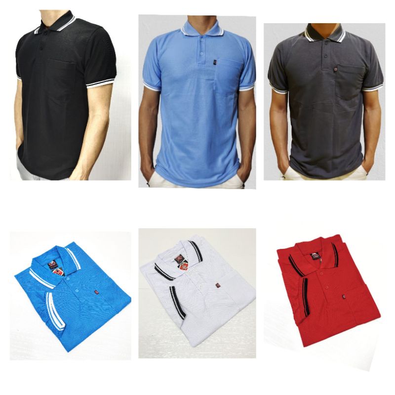 Kaos Polo shirt Saku Pria Dewasa Kerah Polos Saku Lengan Pendek Size L XL XXL