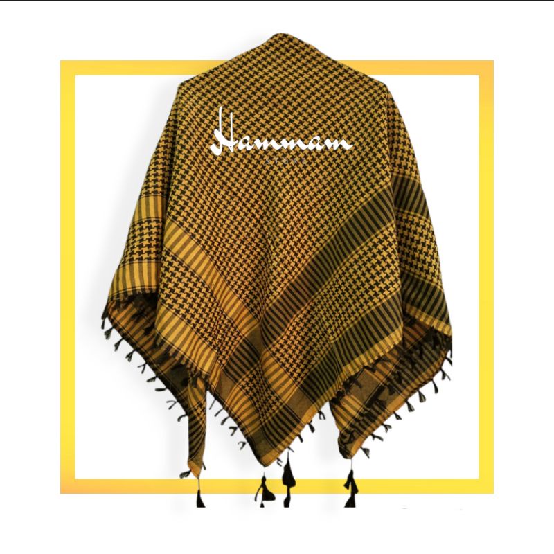 Sorban Motif Kotak Basic Hitam / Surban Imamah / Sorban  Santri