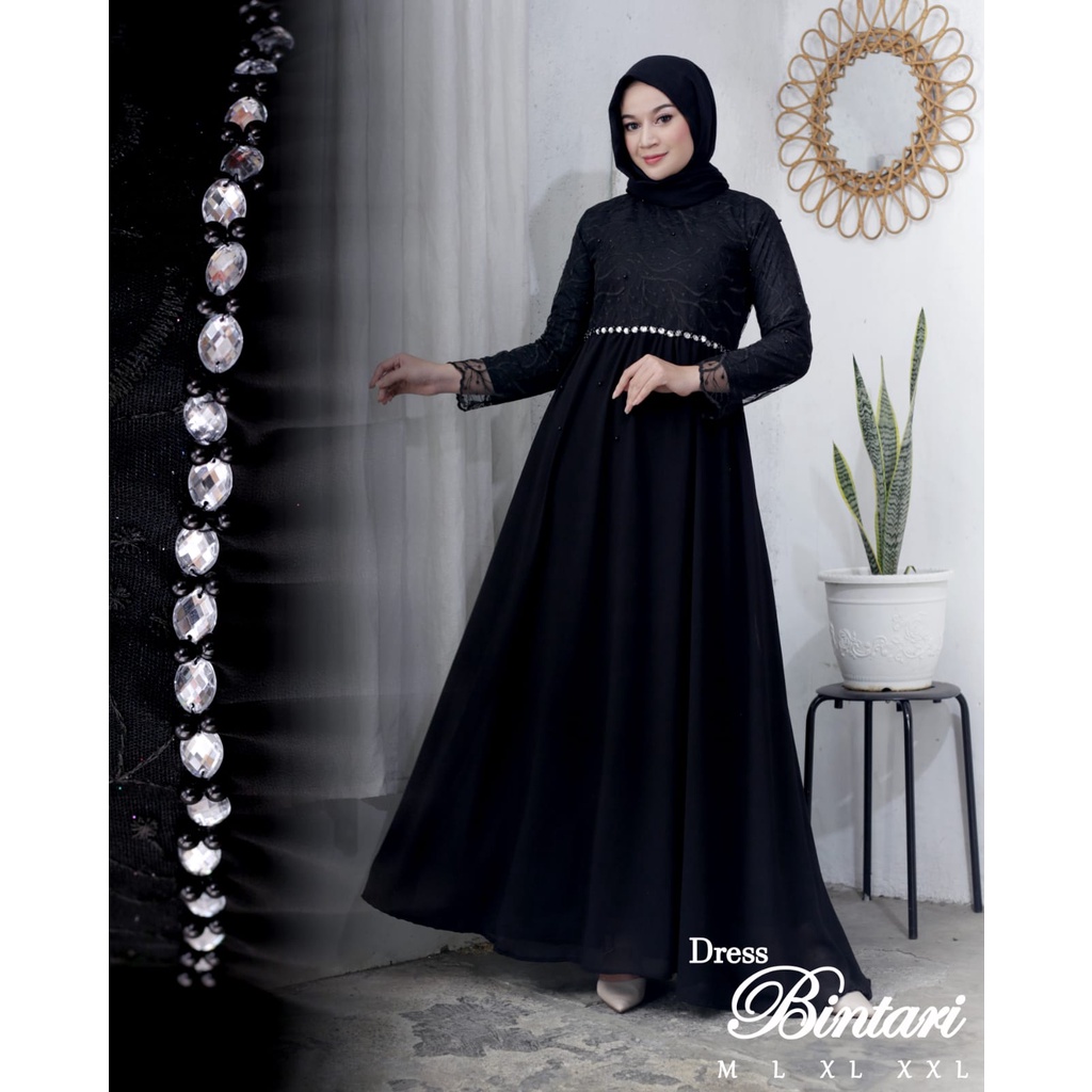 Dress Bintari RI / Kebaya Gamis Pesta Modern / Dress Muslimah Kondangan / Gamis