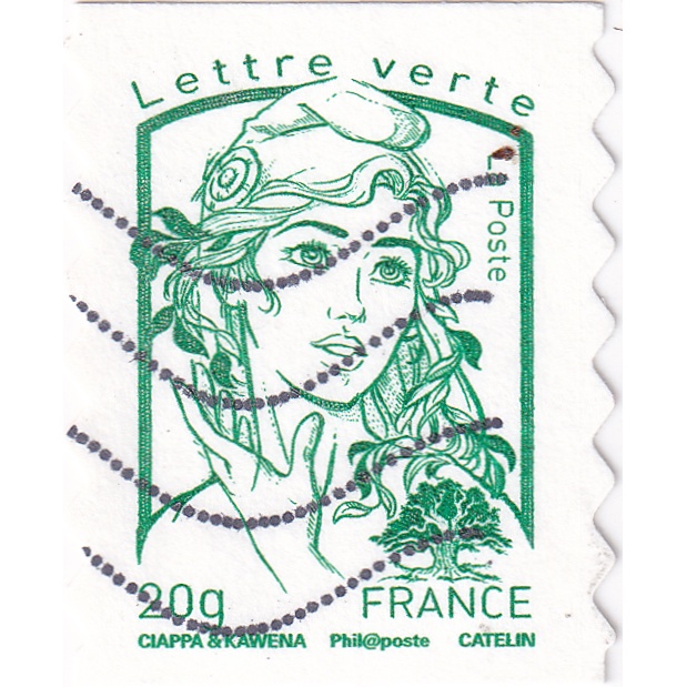 

Prangko France 2013 - Definitives - Marianne - White Phosphor Banded Paper - Perf: 7 vertically