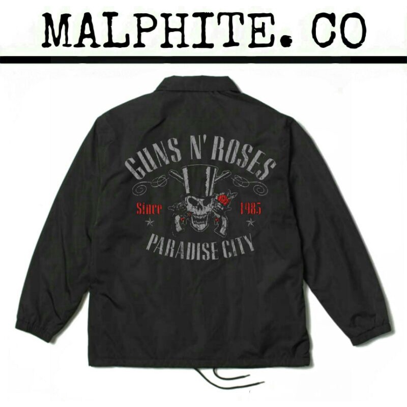 Coach Jacket GNR Guns N Roses Paradise City Windbreaker Motif Logo Band Musik Merch Metal Punk Rock 