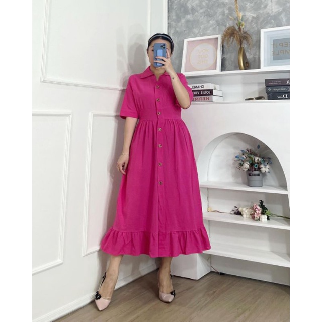 SEOUL BUTTON RUFFLE DRESS