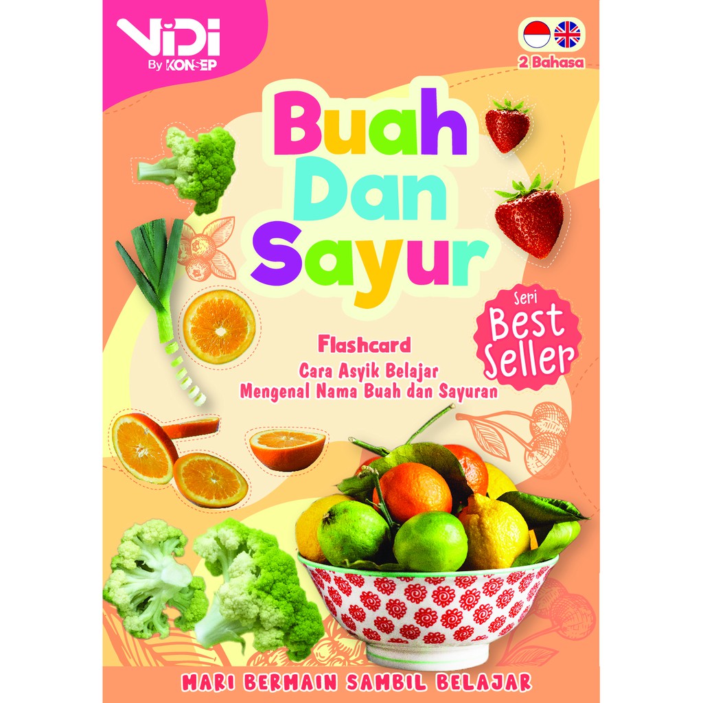 [1KG = 9 BOX] VIDI FLASHCARD BUAH DAN SAYUR / FLASH CARD / MAINAN EDUKASI KARTU PINTAR ANAK TERMURAH