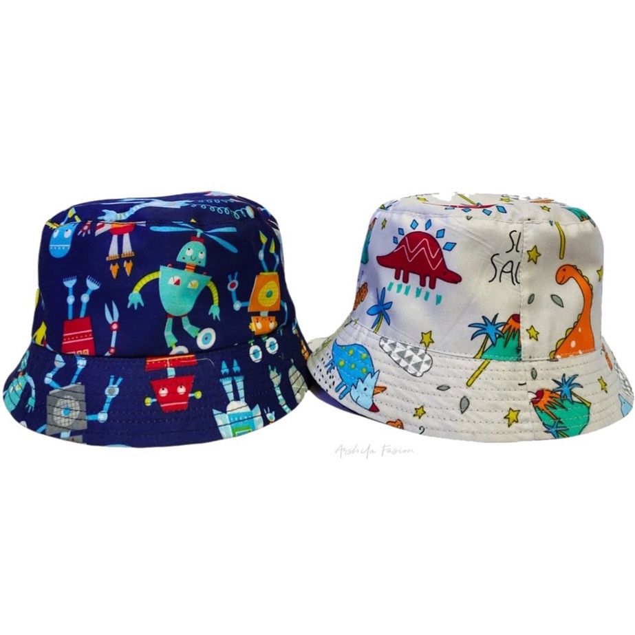 TOPI BAYI BALITA KARAKTER LUCU KIDS BUCKET HAT ( 18 BULAN-5 TAHUN )