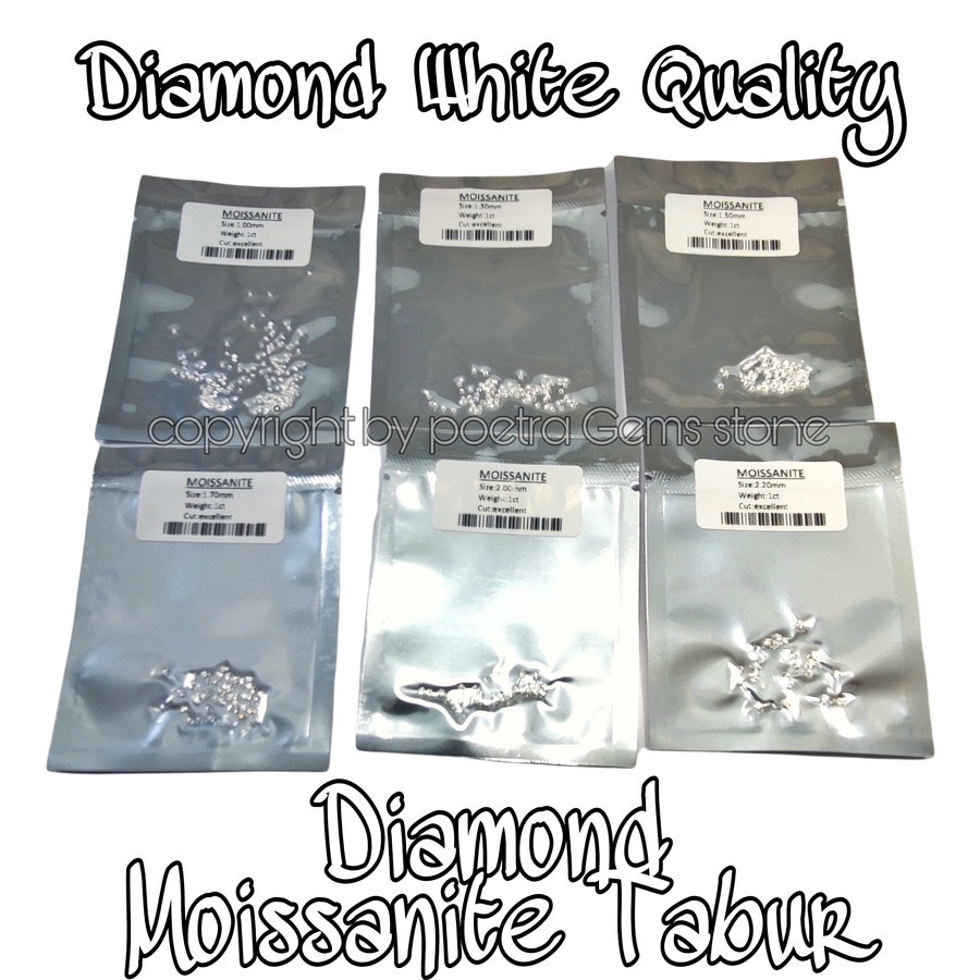 Berlian Tabur Moissanite Round 1ct Per Pack Colour White DE VVS1 Diamond Quality