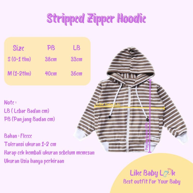 Baby Stripped Zipper Hoodie || Jaket Strip Bayi-1