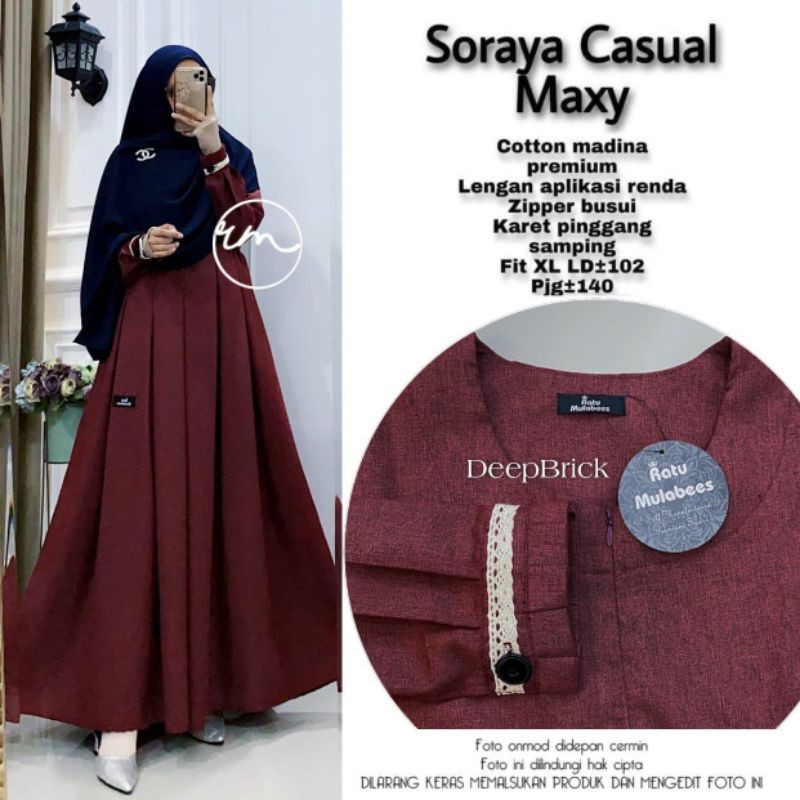 Soraya Casual Maxi Ori by Ratu Hijab - Gamis Dewasa Bahan Katun Madina Motif Polos