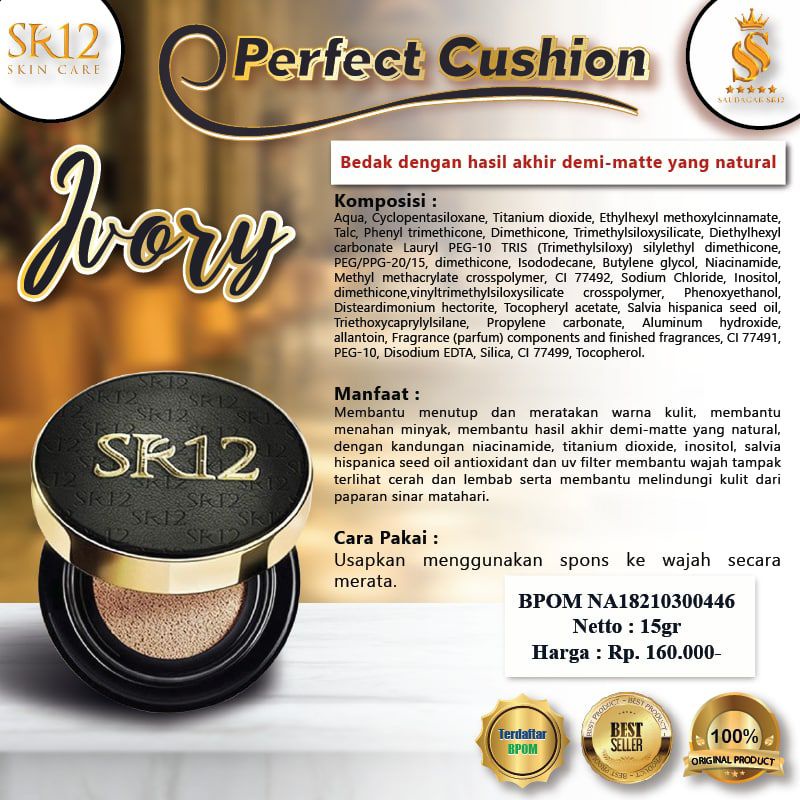 NEW!! PERFECT CUSHION SR12 BEDAK FOUNDATION VIRAL SR12 HERBAL SKINCARE PERFECT CUSHION