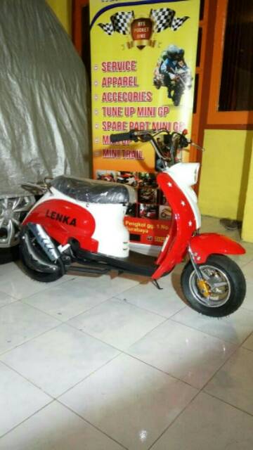 MOTOR MINI SCOOPY LENKA MESIN 2 TAK 50 CC ~MOTOR MINI SCOOPY ANAK-MOTOR BENSIN ANAK-MAINAN MOTOR ANA