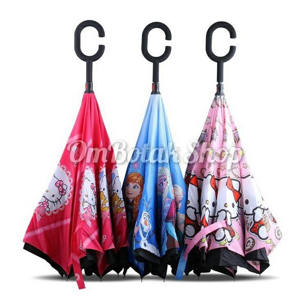 Payung Terbalik Hello Kitty Karakter Sanrio. Reverse Inverted Umbrella 100% Transaksi