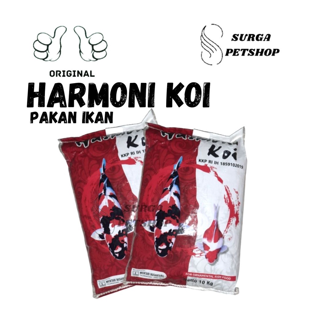 HARMONI KOI Pakan Makanan Ikan hias Koi 10 KG Pelet Ikan Fish Food 10kg kilo gram Growth bagus untuk
