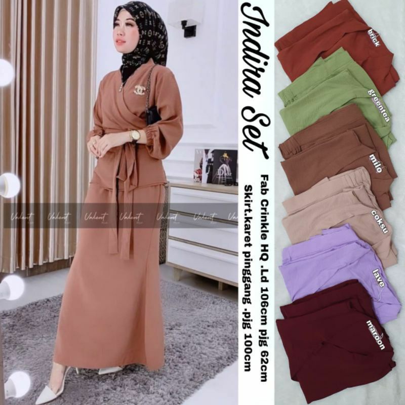 One Set Rok Wanita Muslimah Kekinian Indira Set by Hijab Fashion Solo-2