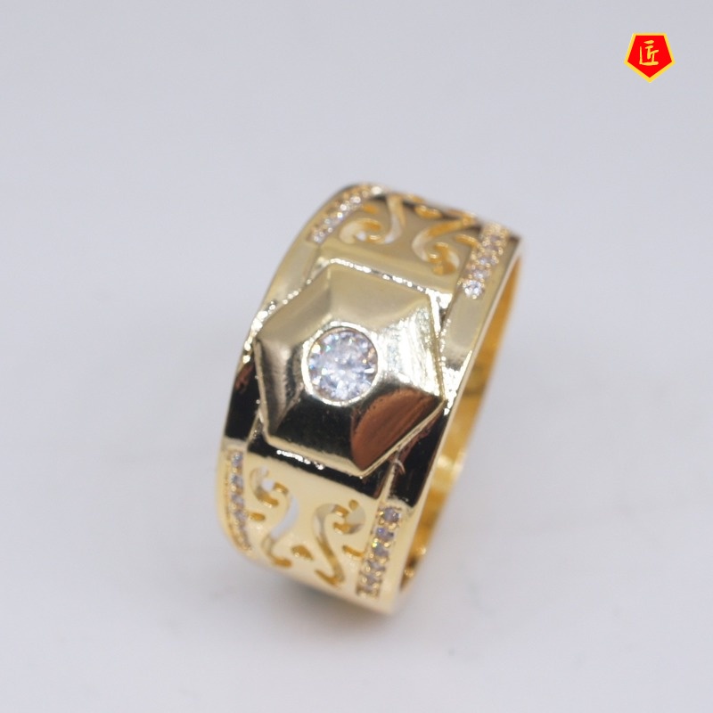 [Ready Stock]Fashion Diamond Couple Gold Ring