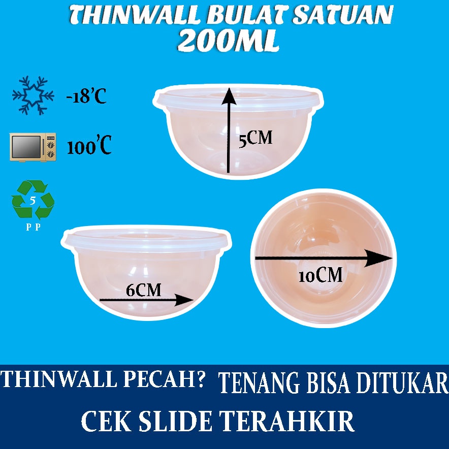 Thinwall Mangkuk 200ml Food Container Tempat Makanan Plastik OTBS200