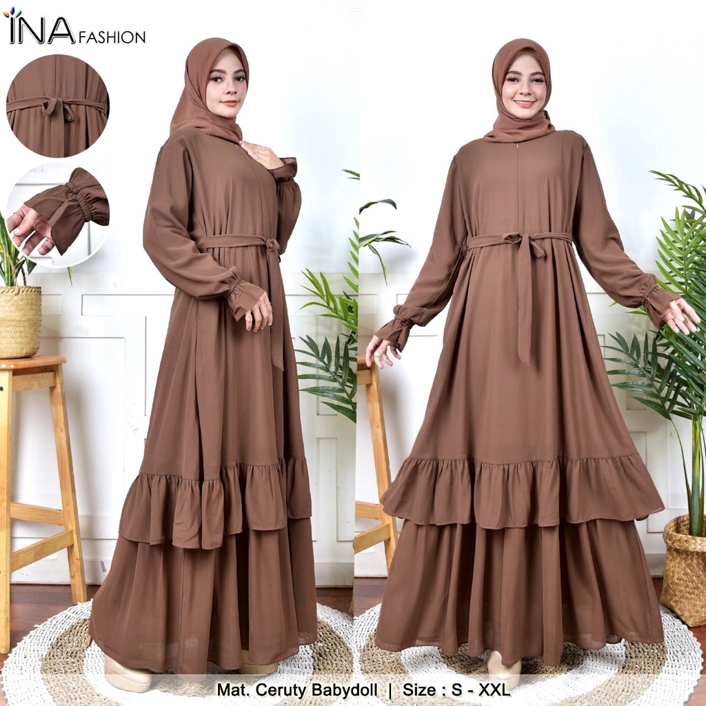 Gamis Dress bahan ceruty babydoll terbaru warna size lengkap