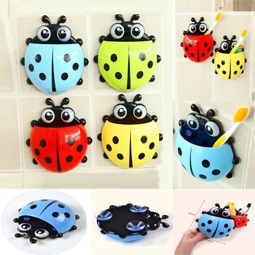 Ladybug Tempat Sikat Gigi &amp; Odol Tempelan Kamar Mandi - Holder Vacum Tempel Ladybug Toothbrush / Dispenser Odol Tempat Sikat Gigi Kumbang Random