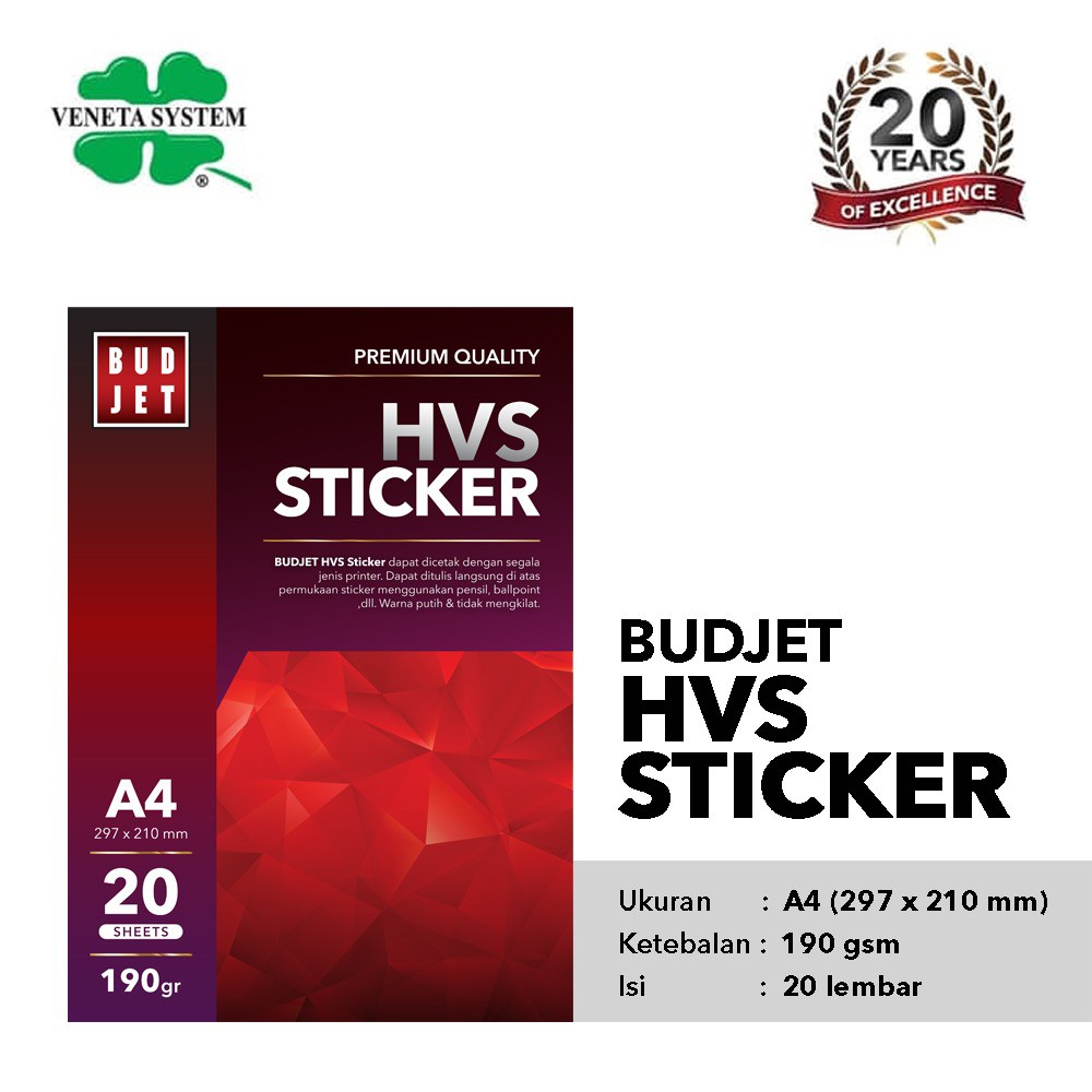 Kertas Sticker HVS / Budjet HVS Sticker A4 / Stiker Doff Doft isi 20L