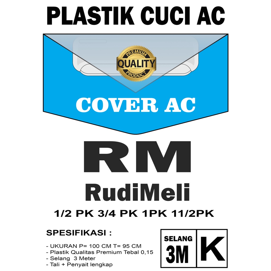 GROSIR Plastik cuci ac 12PK-1PK MEREK RUDIMELI LENGKAP dengan selang